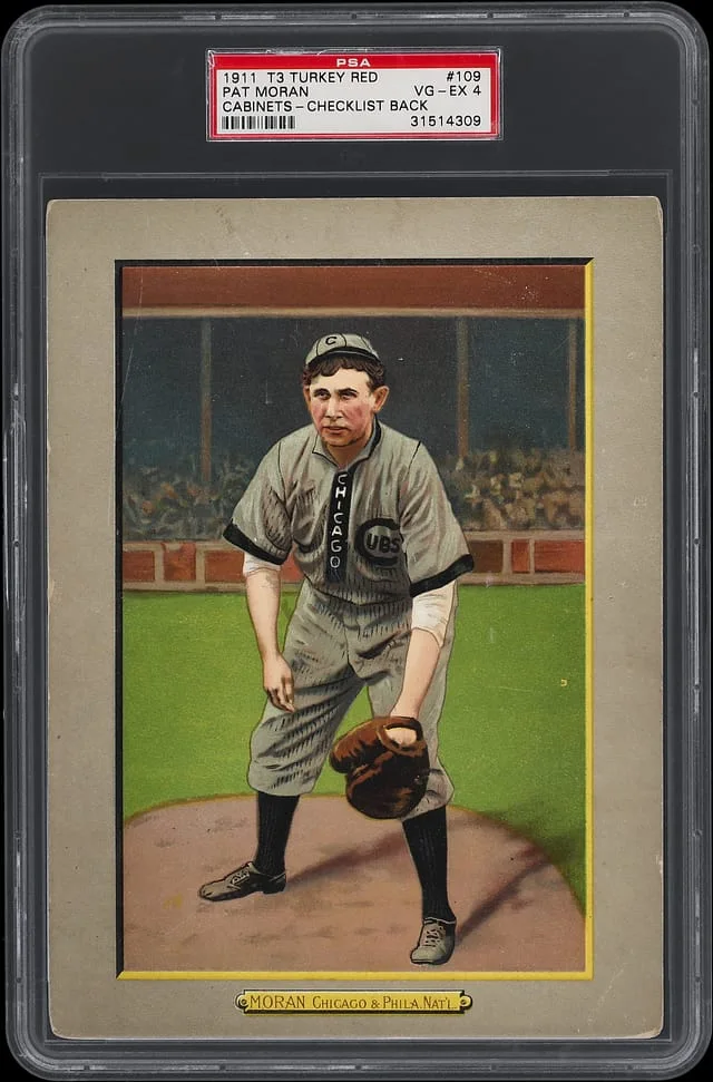 1911 T3 Turkey Red Pat Moran, Checklist Back Cabinets #109 card image
