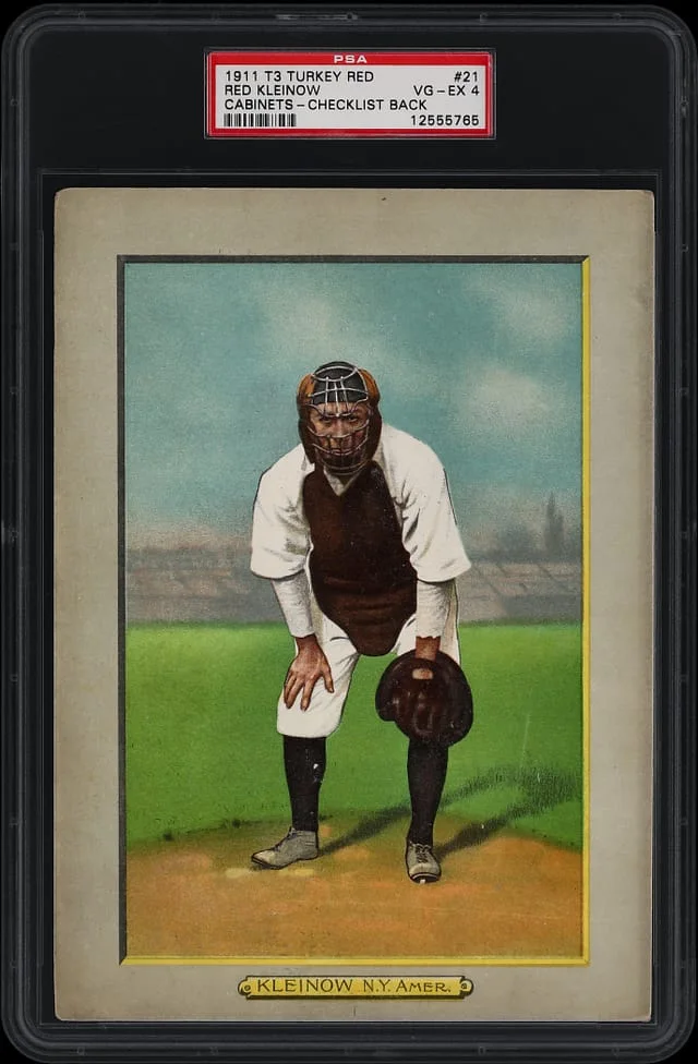 1911 T3 Turkey Red Red Kleinow, Checklist Back Cabinets #21 card image