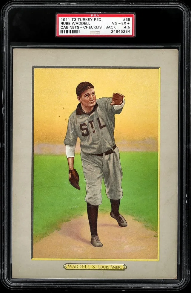 1911 T3 Turkey Red Rube Waddell, Checklist Back Cabinets #39 card image