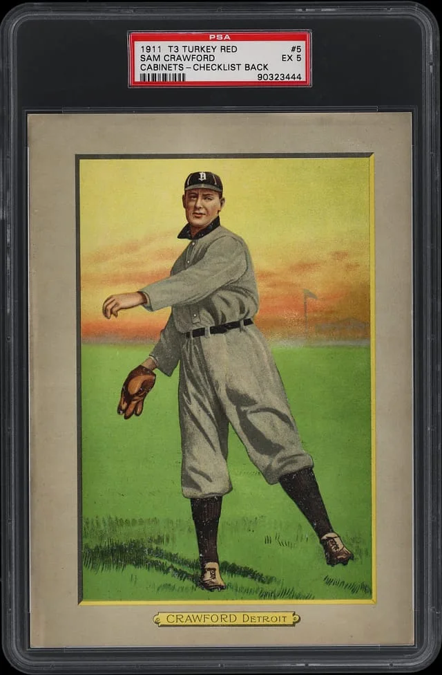 1911 T3 Turkey Red Sam Crawford, Checklist Back Cabinets #5 card image