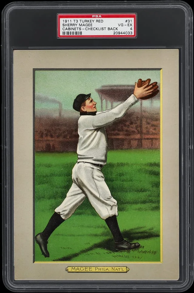 1911 T3 Turkey Red Sherry Magee, Checklist Back Cabinets #31 card image