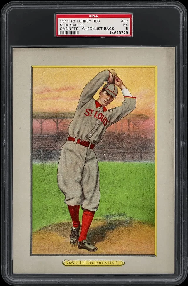 1911 T3 Turkey Red Slim Sallee, Checklist Back Cabinets #37 card image