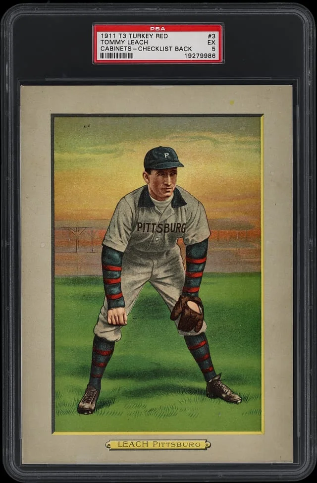 1911 T3 Turkey Red Tommy Leach, Checklist Back Cabinets #3 card image