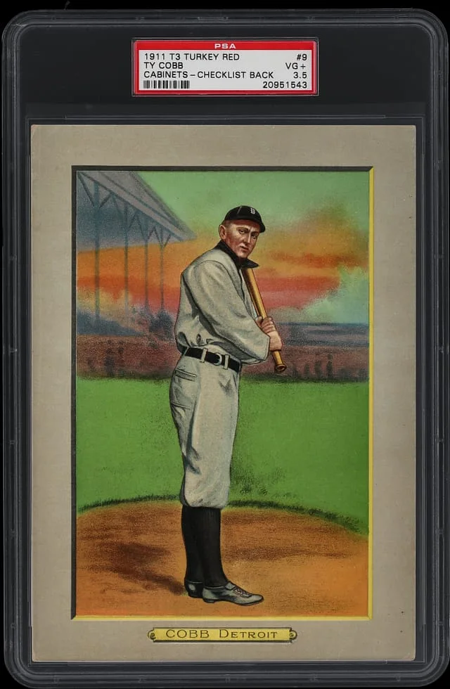 1911 T3 Turkey Red Ty Cobb, Checklist Back Cabinets #9 card image