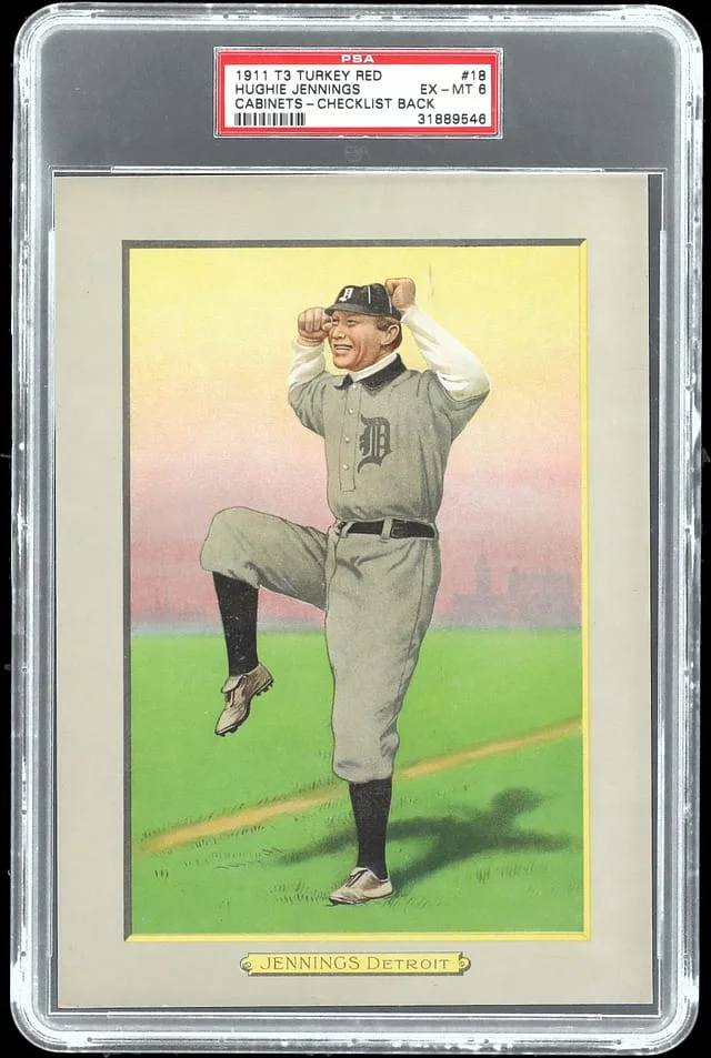 1911 Turkey Red Cabinets Hughie Jennings, Checklist Back #18 card image