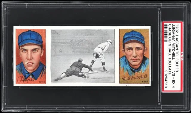 1912 T202 Hassan Triple Folder Richard Egan/Michael Mitchell #NNO card image