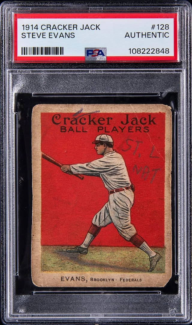 1914 Cracker Jack Steve Evans - Federal League Player #128 card image