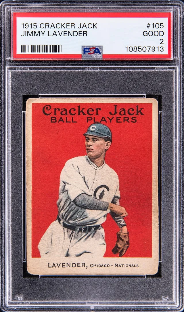 1915 Cracker Jack Jimmy Lavender #105 card image