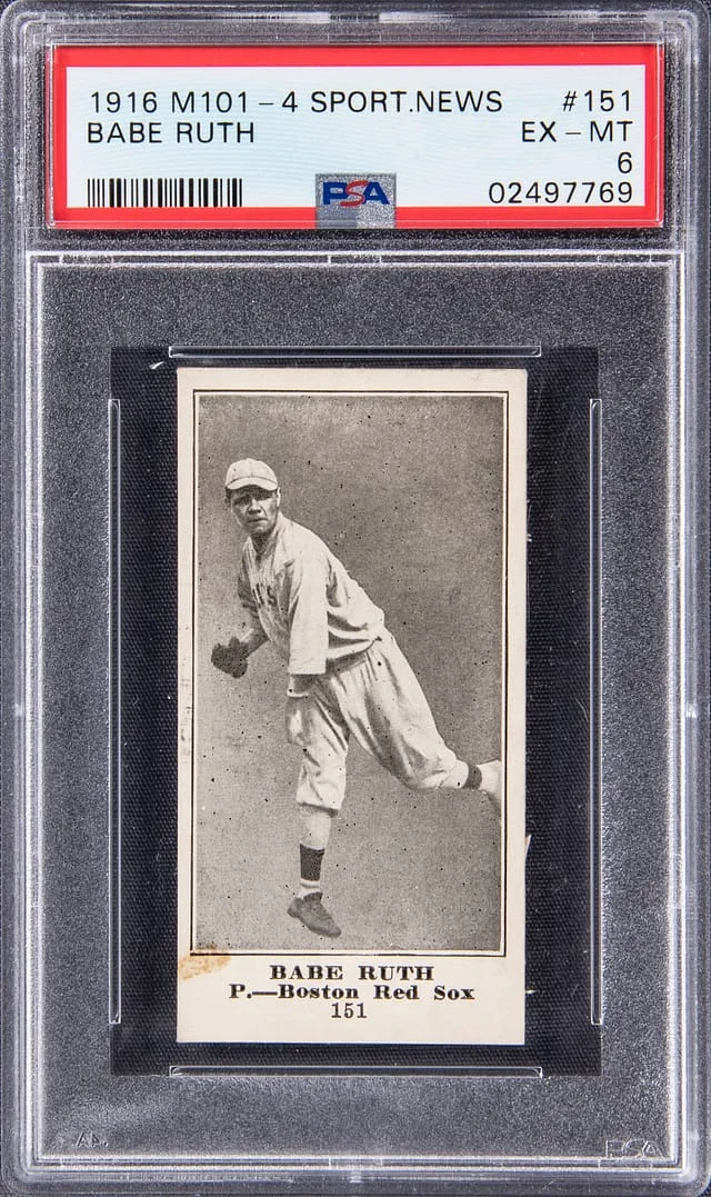 1916 M101-4 Sporting News Babe Ruth #151 card image