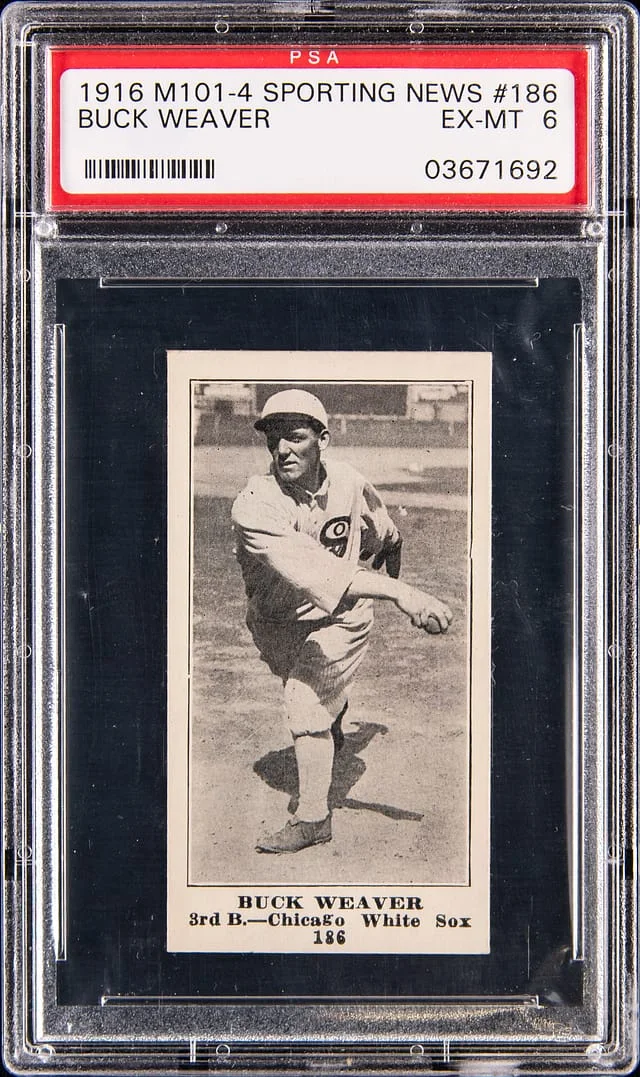 1916 M101-4 Sporting News Buck Weaver - Black Sox Figure #186 card image