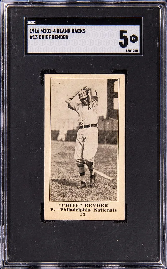 1916 M101-4 Sporting News Chief Bender, Blank Back #13 card image