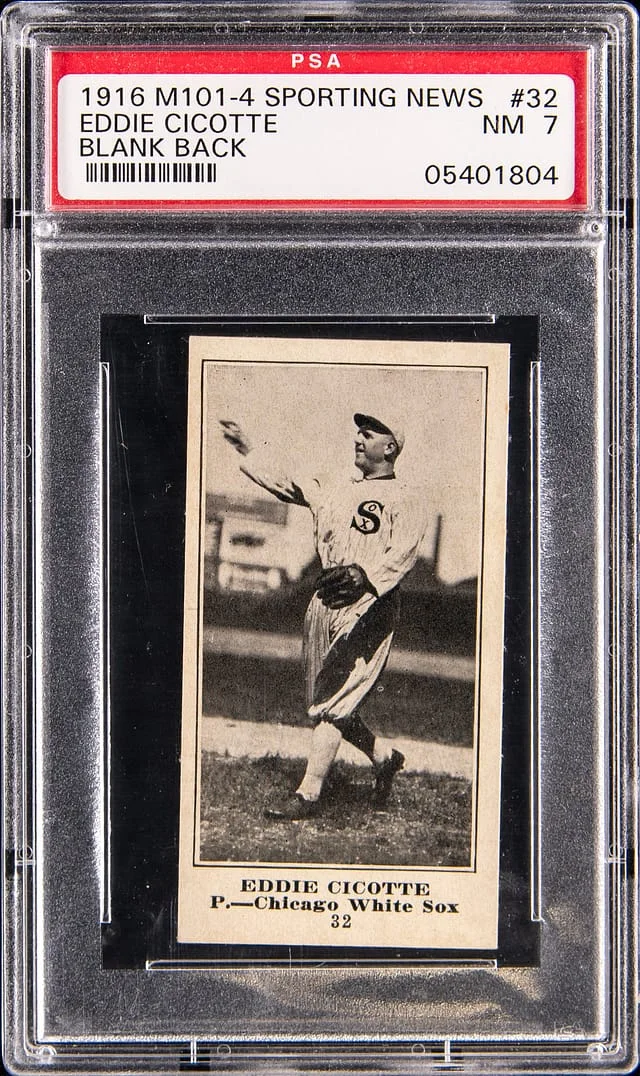 1916 M101-4 Sporting News Eddie Cicotte, Blank Back - Black Sox Figure #32 card image