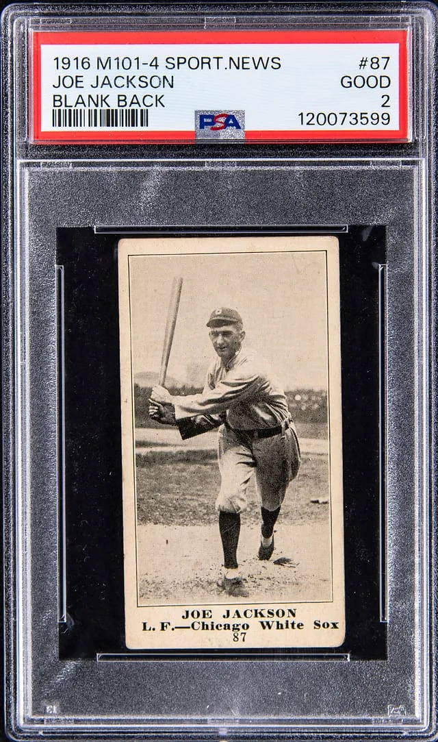 1916 M101-4 Sporting News Joe Jackson, Blank Back #87 card image