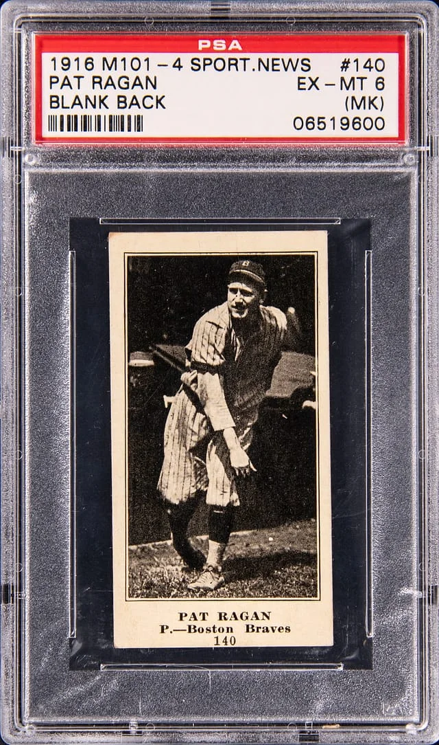 1916 M101-4 Sporting News Pat Ragan, Blank Back #140 card image