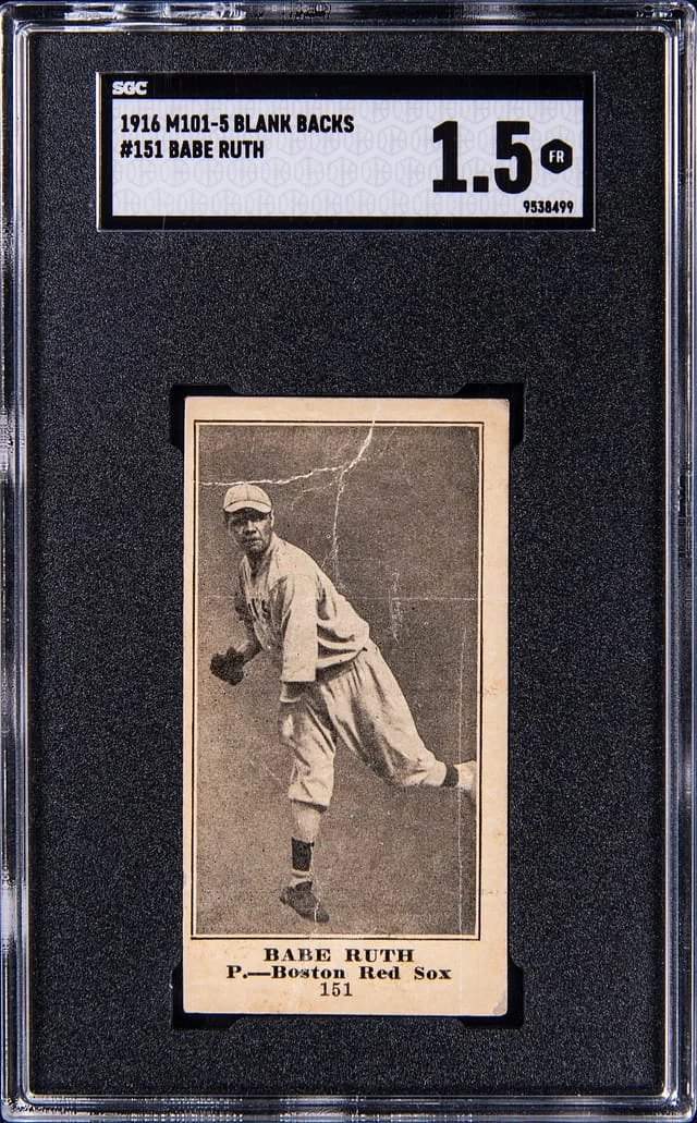 1916 M101-5 Blank Back Babe Ruth #151 card image