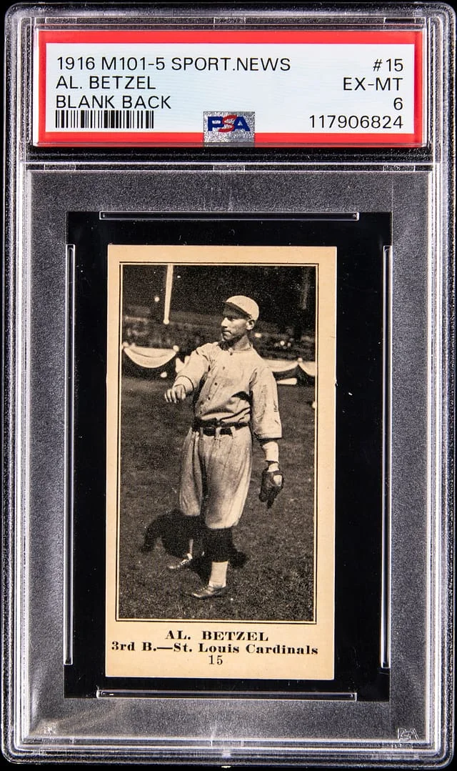 1916 M101-5 Sporting News Al Betzel, Blank Back #15 card image