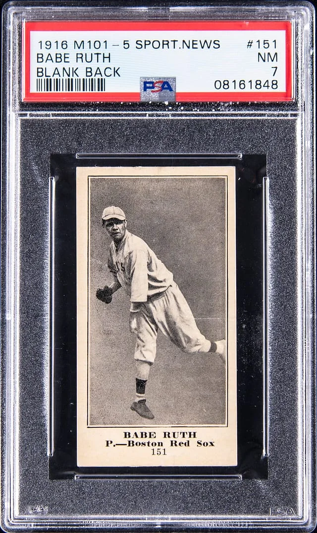 1916 M101-5 Sporting News Babe Ruth, Blank Back w/Outstanding Centering #151 card image