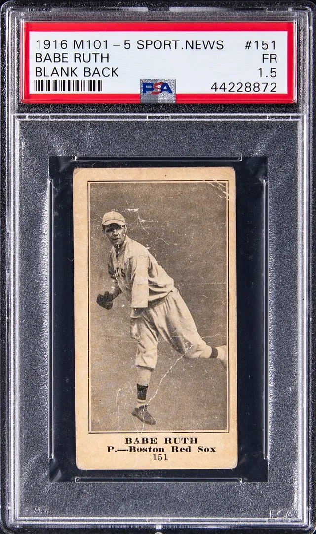 1916 M101-5 Sporting News Blank Back Babe Ruth #151 card image