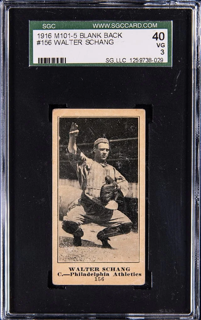 1916 M101-5 Sporting News Walter Schang, Blank Back #156 card image