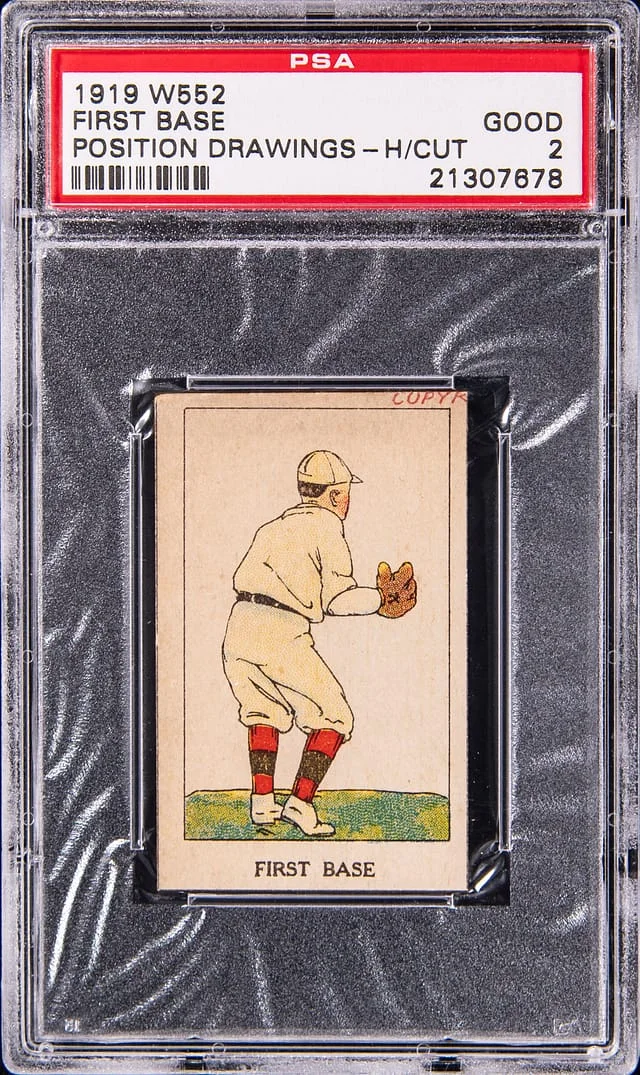 1919 W552 Position Drawings Hand Cut First Base #NNO card image