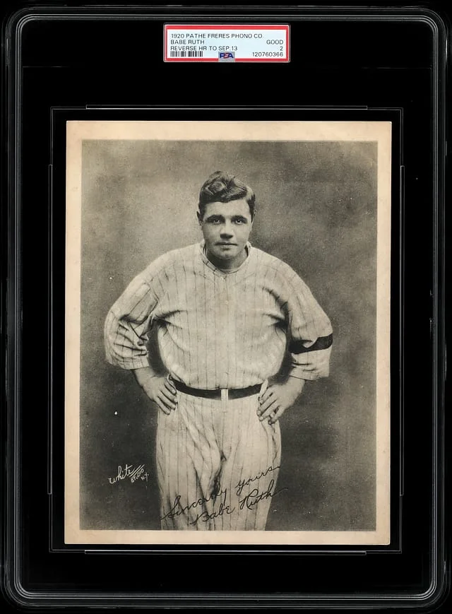 1920 Pathe Freres Phonograph Co. Babe Ruth Premium - Reverse HR Total to Sept. Ruth's First Yankee #13th card image