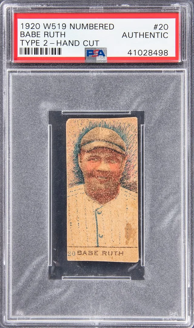1920 W519 Numbered, Type 2, Hand Cut Babe Ruth #20 card image