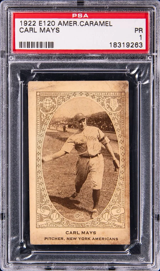 1922 E120 American Caramel Carl Mays #NNO card image