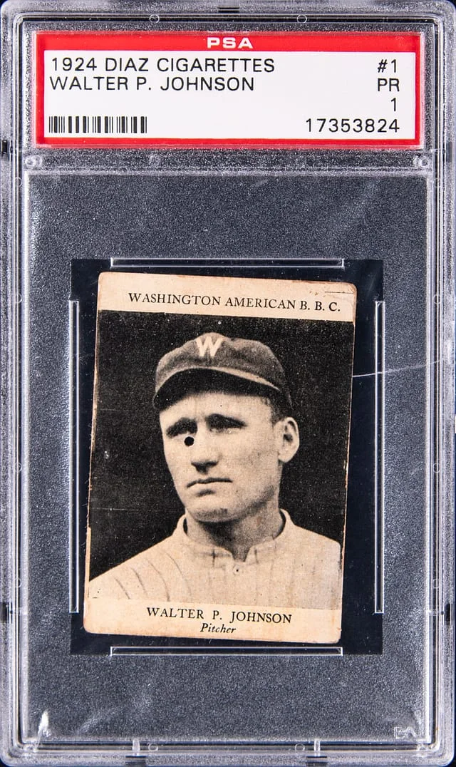 1924 Diaz Cigarettes Walter P. Johnson #1 card image
