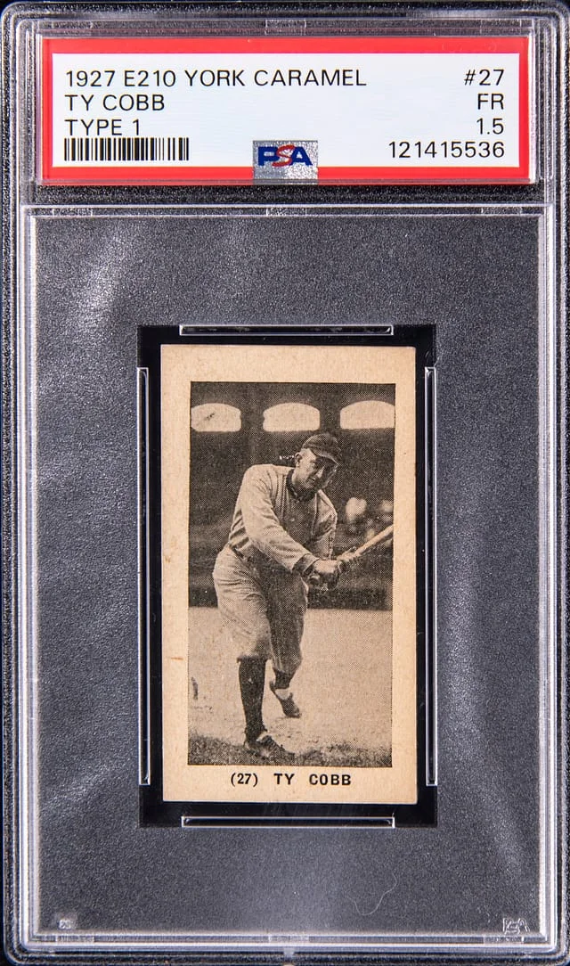 1927 E210 York Caramel Type 1 Ty Cobb #27 card image