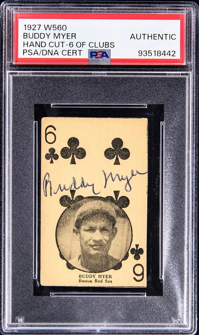 1927 W560, Hand Cut, of Clubs Buddy Myer #6 card image