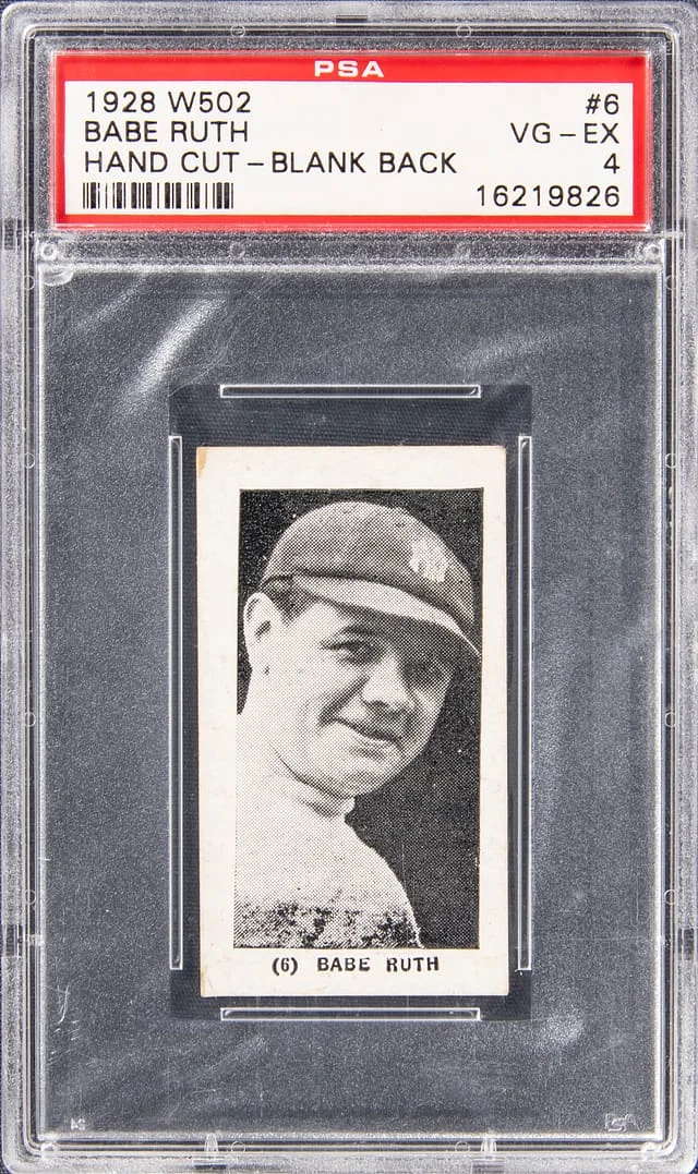 1928 W502, Blank Back, Hand Cut Babe Ruth #6 card image
