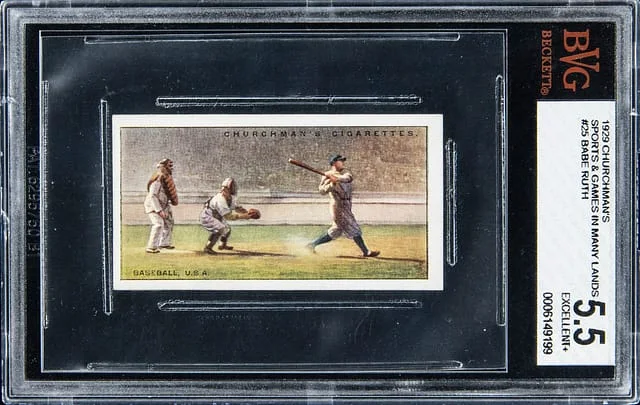 1929 W.A. & A.C. Churchman Sports and Games In Many Lands Baseball/Babe Ruth #25 card image