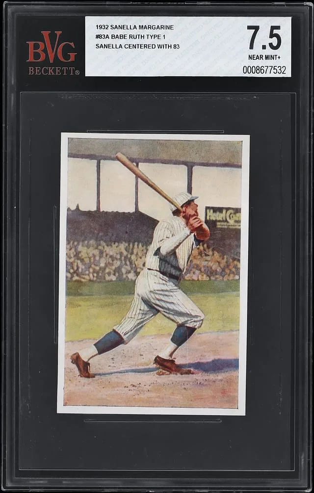 1932 Sanella Margarine Babe Ruth, Type 1, Sanella Centered With 83 #83A card image