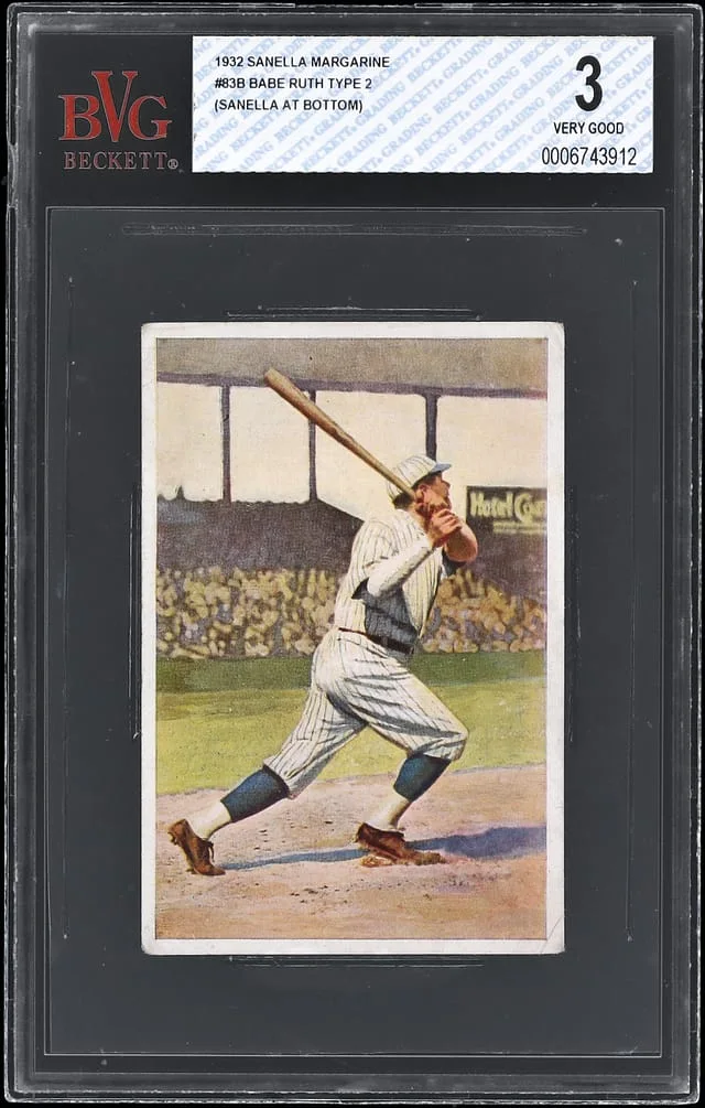1932 Sanella Margarine Type 2 (Sanellla at Bottom) Babe Ruth #83B card image