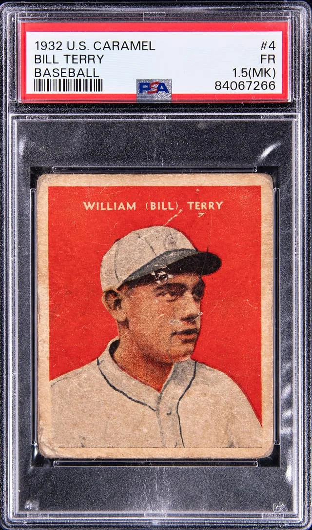 1932 U.S. Caramel Baseball Bill Terry #4 card image