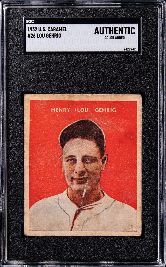 1932 U.S. Caramel Lou Gehrig #26 card image