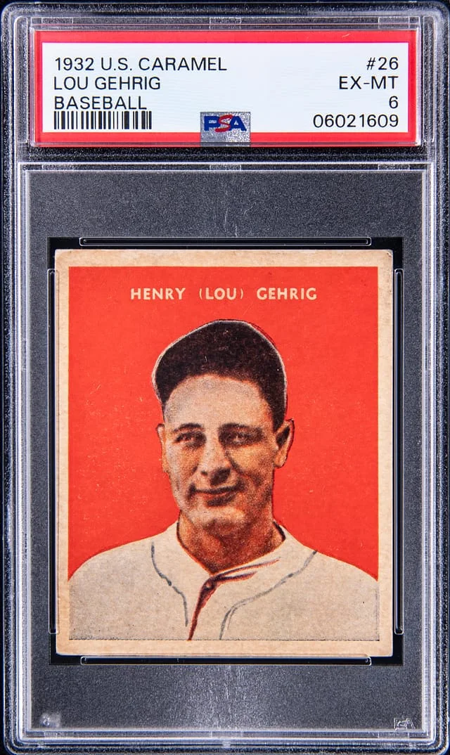 1932 U.S. Caramel Lou Gehrig, Baseball #26 card image
