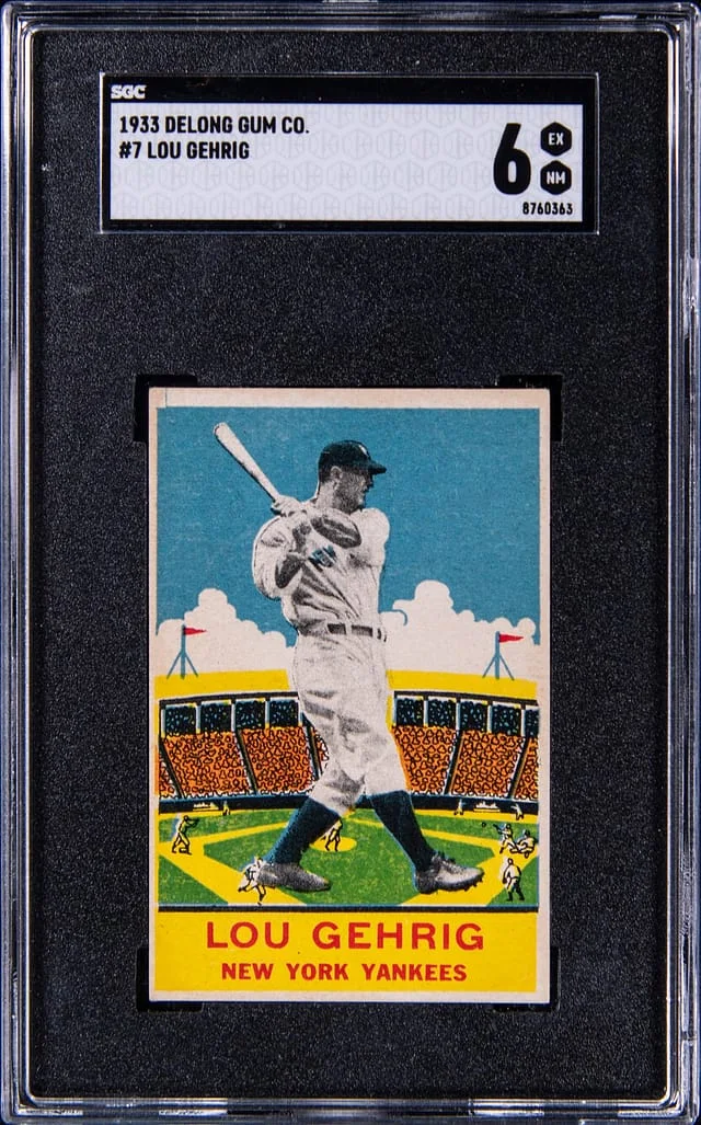 1933 DeLong Gum Co. Lou Gehrig #7 card image