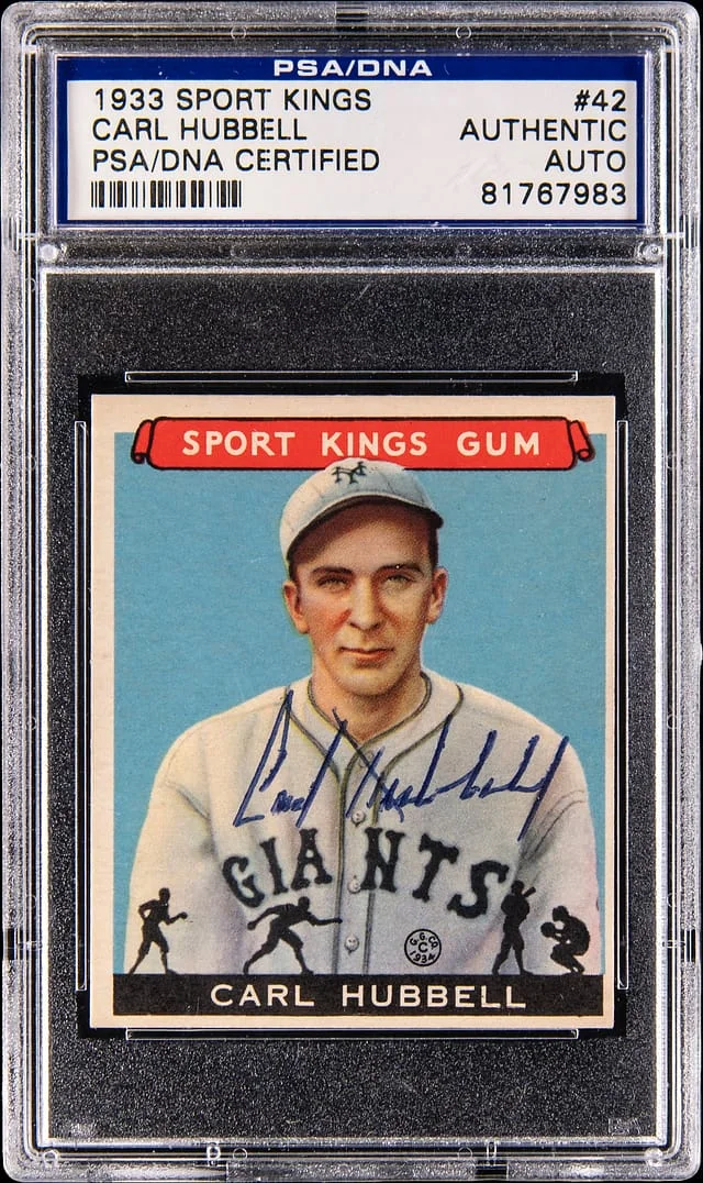 1933 Goudey Carl Hubbell, Baseball Sport Kings #42 card image