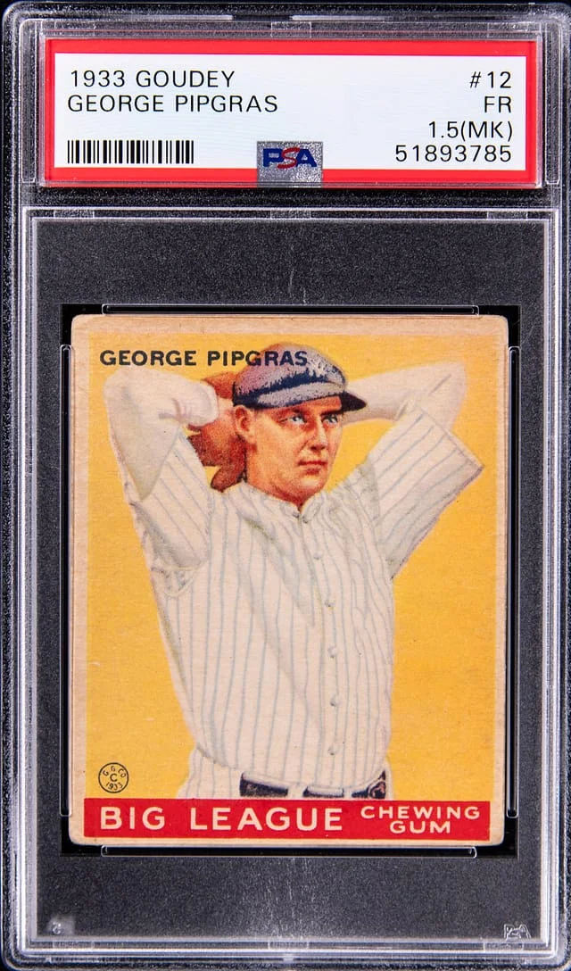 1933 Goudey George Pipgras #12 card image