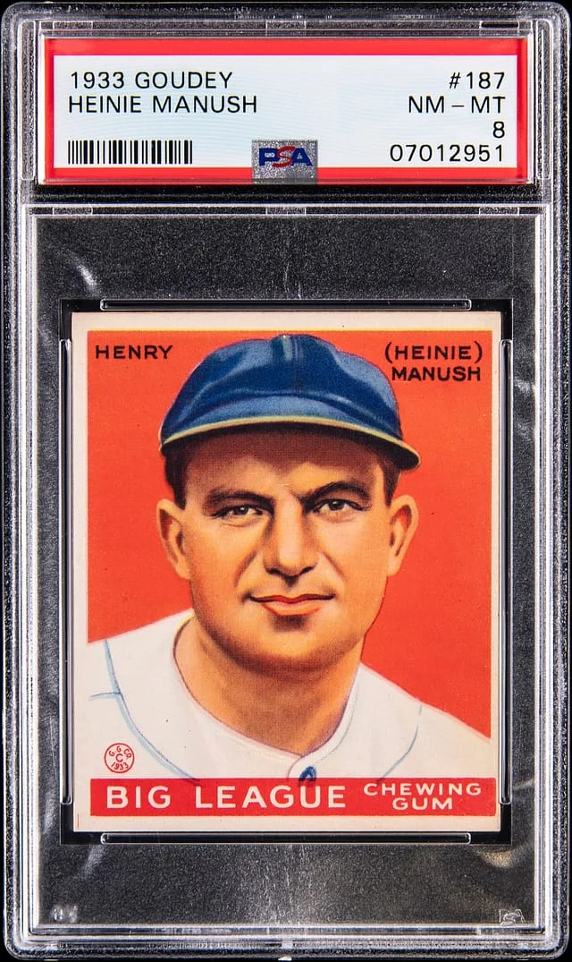 1933 Goudey Heinie Manush #187 card image