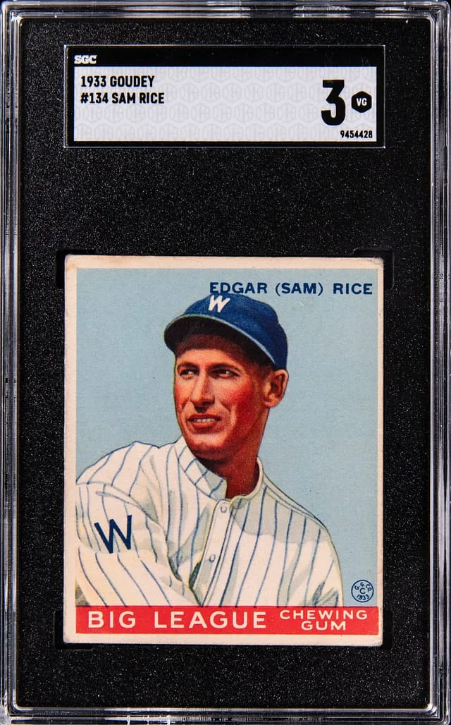 1933 Goudey Sam Rice #134 card image