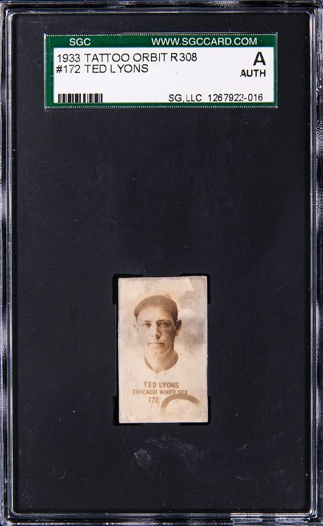 1933 R308 Tattoo Orbit Ted Lyons #172 card image