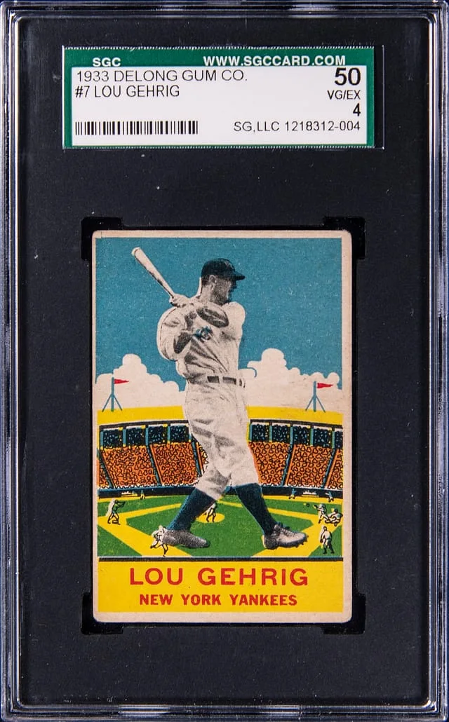 1933 R333 Delong Gum Co. Lou Gehrig #7 card image