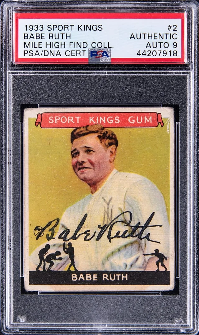 1933 Sport Kings Signed Babe Ruth w/a #2 card image