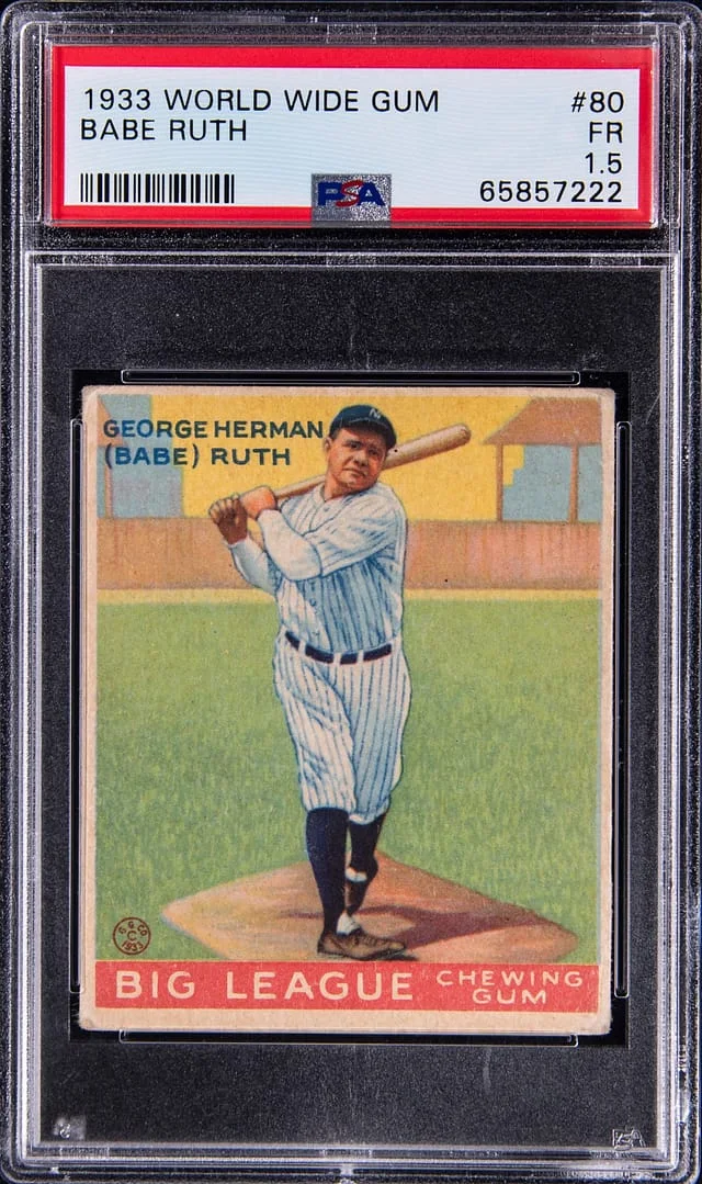 1933 V353 World Wide Gum Co. Babe Ruth, French/English Back #80 card image