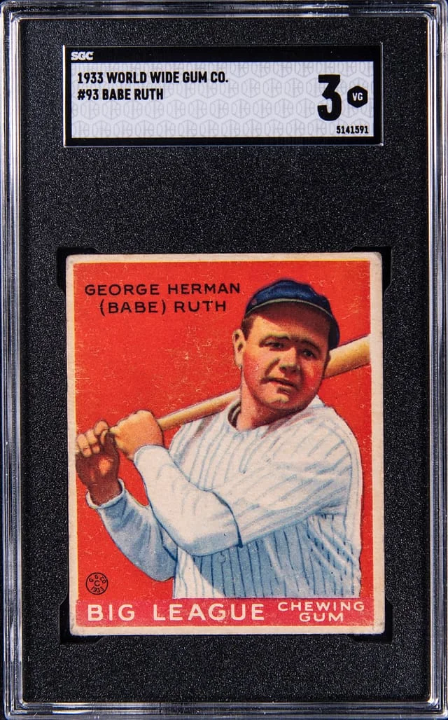 1933 World Wide Gum Co. Babe Ruth #93 card image
