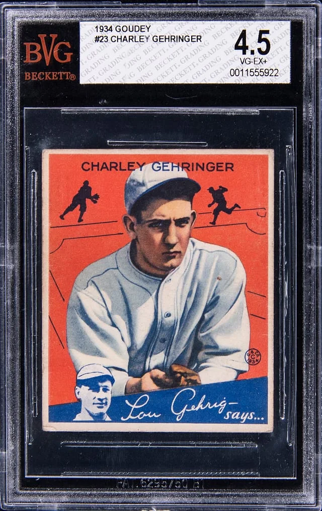 1934 Goudey Charley Gehringer #23 card image