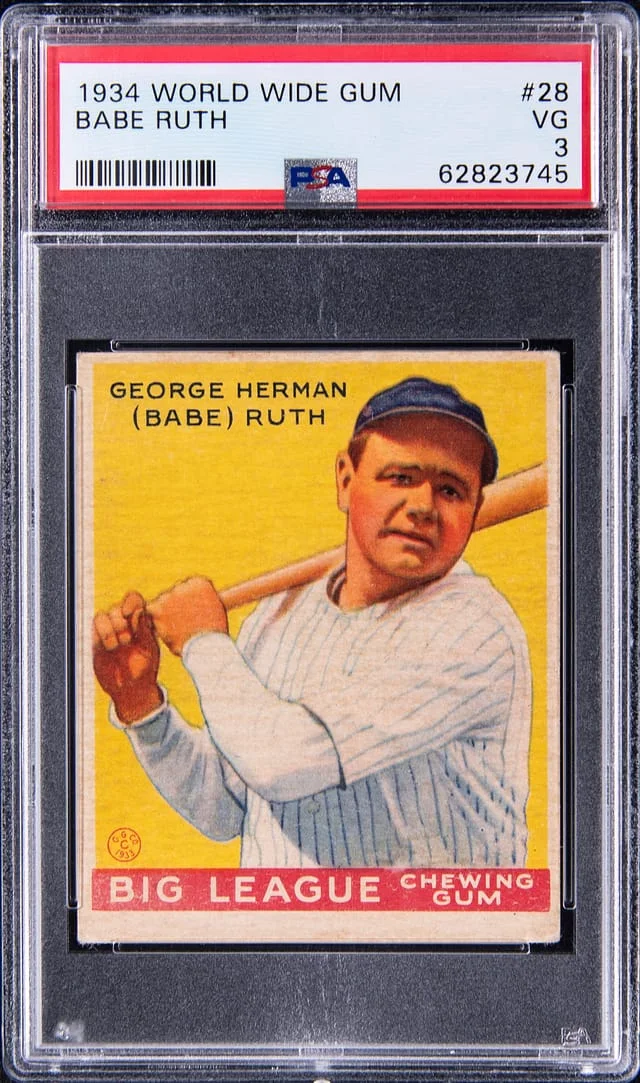 1934 World Wide Gum Babe Ruth #28 card image