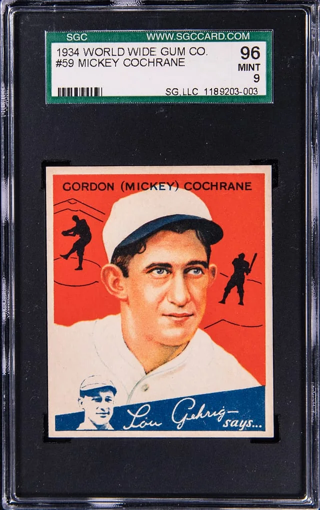 1934 World Wide Gum Co. Mickey Cochrane #59 card image